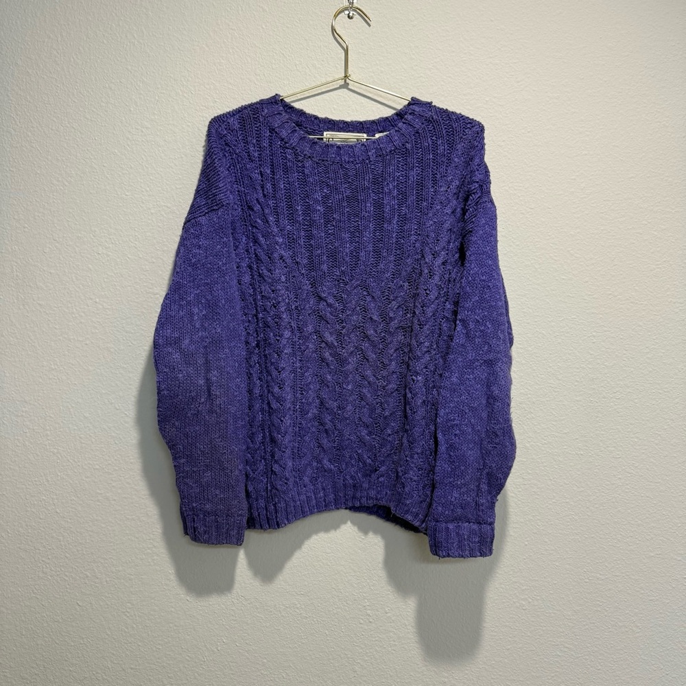 Elegant Vintage Cable Knit Stratosphere Sweater Purple Made on Earth